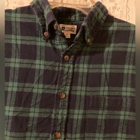 Men’s Size Large Haggar Clothing Button Down Plaid Flannel Shirt - Picture 14 of 16